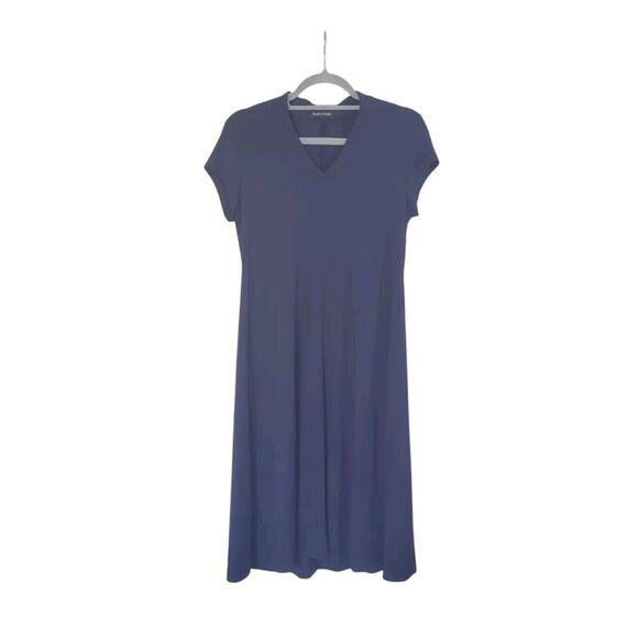 Eileen Fisher Navy Blue Soft Viscose Stretch Classic Knee Length Dress, Medium - Picture 1 of 11